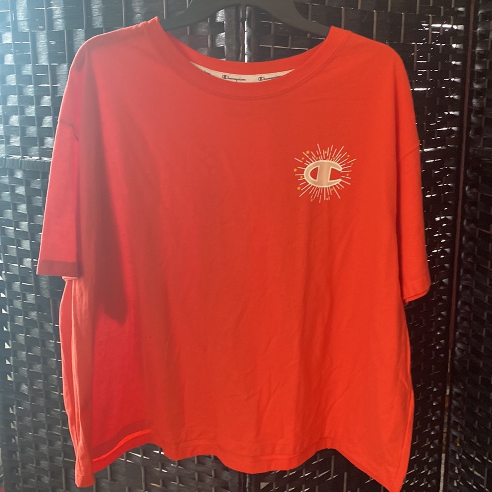 NWT Champion short sleeve cropped t-shirt poppy orange Women size 3X